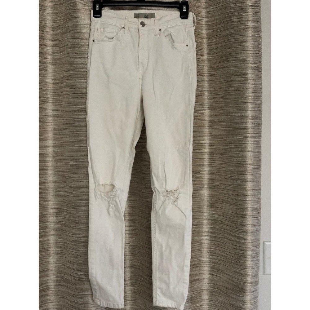 Topshop Moto Jamie White Ripped Skinny Jeans High Rise W28 L32 Distressed stains